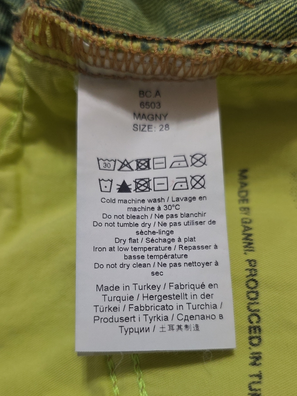 Ganni Magny Overdyed Bleach Denim in Lime Punch Size 28 - Picture 5 of 6